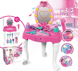 Oglinda de machiaj cu led copii, masa si accesorii fetite cu sunete , lumini , accesorii , 16 piese - BUZ.RO