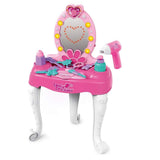 Oglinda de machiaj cu led copii, masa si accesorii fetite cu sunete , lumini , accesorii , 16 piese - BUZ.RO