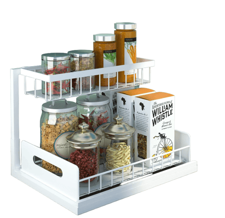 Organizator dulap, suport metalic, pentru bucatarie, baie, alb - BUZ.RO