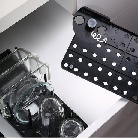 Organizator extensibil bucatarie pentru pahare, cani, farfurii, capace, ajustabil, buz - BUZ.RO