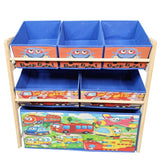 Organizator jucarii cu 6 cutii de depozitare si rafturi, 66 cm x 27 cm x 60 cm , albastru