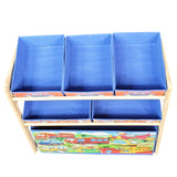 Organizator jucarii cu 6 cutii de depozitare si rafturi, 66 cm x 27 cm x 60 cm , albastru