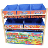 Organizator jucarii cu 6 cutii de depozitare si rafturi, 66 cm x 27 cm x 60 cm , albastru