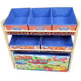 Organizator jucarii cu 6 cutii de depozitare si rafturi, 66 cm x 27 cm x 60 cm , albastru