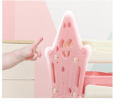 Organizator pentru jucarii si carti, cu 4 rafturi si 14 cosulete depozitare, cos baschet, ABS, 124cmx36cmx72cm, roz