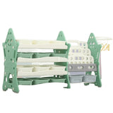 Organizator pentru jucarii si carti, cu 4 rafturi si 14 cosulete depozitare, cos baschet, ABS, 124cmx36cmx72cm