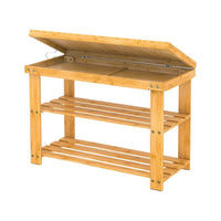 Pantofar, tip banca, pantofar cu sezut, pantofar bancuta, incaltaminte, din bambus, 70x28x48 cm, crem