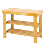 Pantofar, tip banca, pantofar cu sezut, pantofar bancuta, incaltaminte, din bambus, 70x28x48 cm, crem