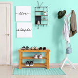 Pantofar, tip banca, pantofar cu sezut, pantofar bancuta, incaltaminte, din bambus, 70x28x48 cm, crem - BUZ.RO