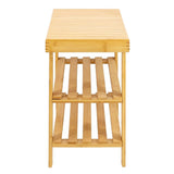 Pantofar, tip banca, pantofar cu sezut, pantofar bancuta, incaltaminte, din bambus, 70x28x48 cm, crem - BUZ.RO