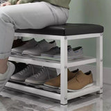 Pantofar, tip bancuta, cadru rezistent, din metal, cu rafturi pentru incaltaminte, 70x45x30 cm, negru