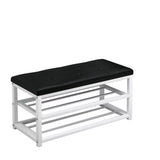 Pantofar, tip bancuta, cadru rezistent, din metal, cu rafturi pentru incaltaminte, 70x45x30 cm, negru