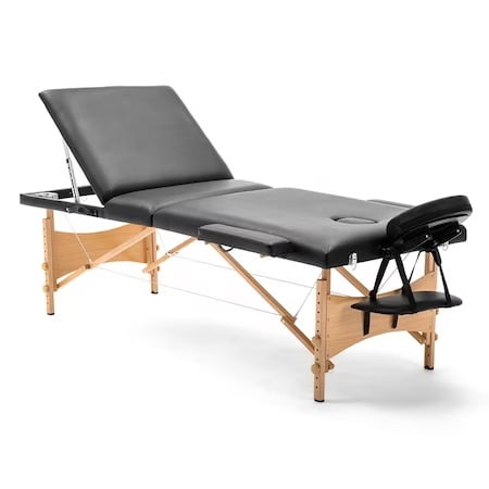 Pat masaj / pat cosmetica, portabil, inaltime reglabila 62 - 89 cm, cu 2 cotiere, maxim 250 kg, piele ecologica - BUZ.RO