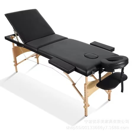 Pat masaj / pat cosmetica, portabil, inaltime reglabila 62-89 cm, cu 2 cotiere, maxim 250 kg, piele ecologica