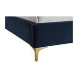 Pat tapitat, cu somiera, albastru navy, 152.5x208x111.5cm - BUZ.RO