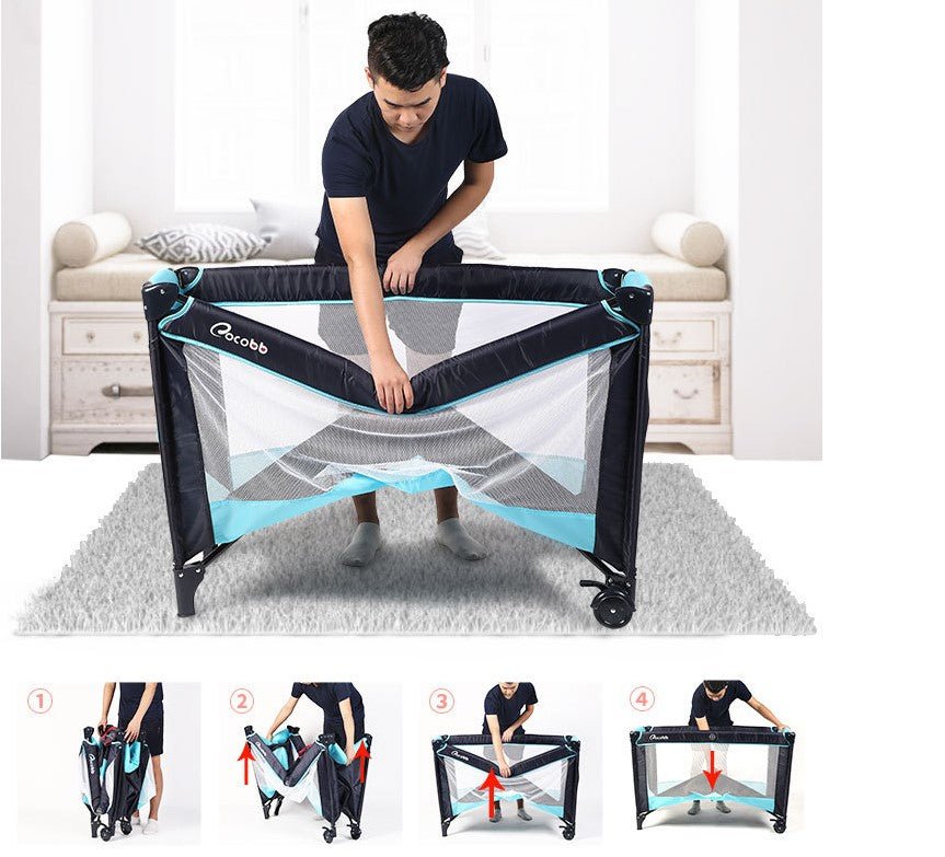 Patut bebe pliabil, usor de transportat, portabil ,design solid si elastic , 65x125x78 gri - BUZ.RO