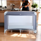 Patut bebe pliabil, usor de transportat, portabil ,design solid si elastic , 65x125x78 gri - BUZ.RO