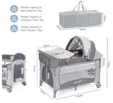 Patut bebe pliabil, usor de transportat, portabil ,design solid si elastic gri - BUZ.RO