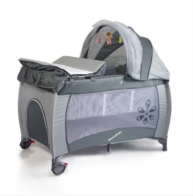 Patut bebe pliabil, usor de transportat, portabil ,design solid si elastic gri - BUZ.RO