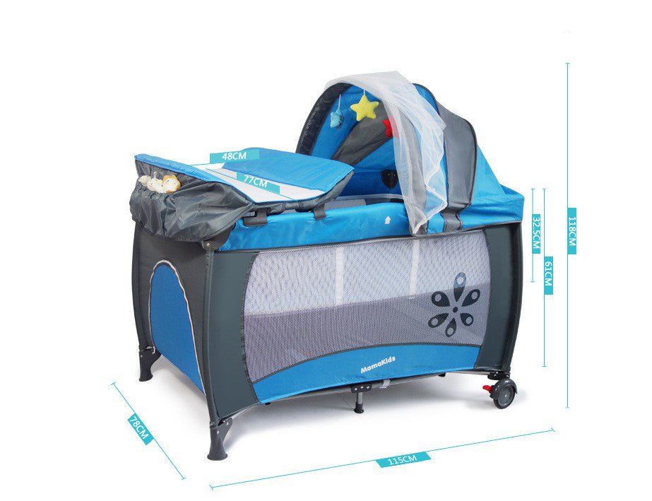 Patut bebe pliabil, usor de transportat, portabil ,design solid si elastic gri - BUZ.RO