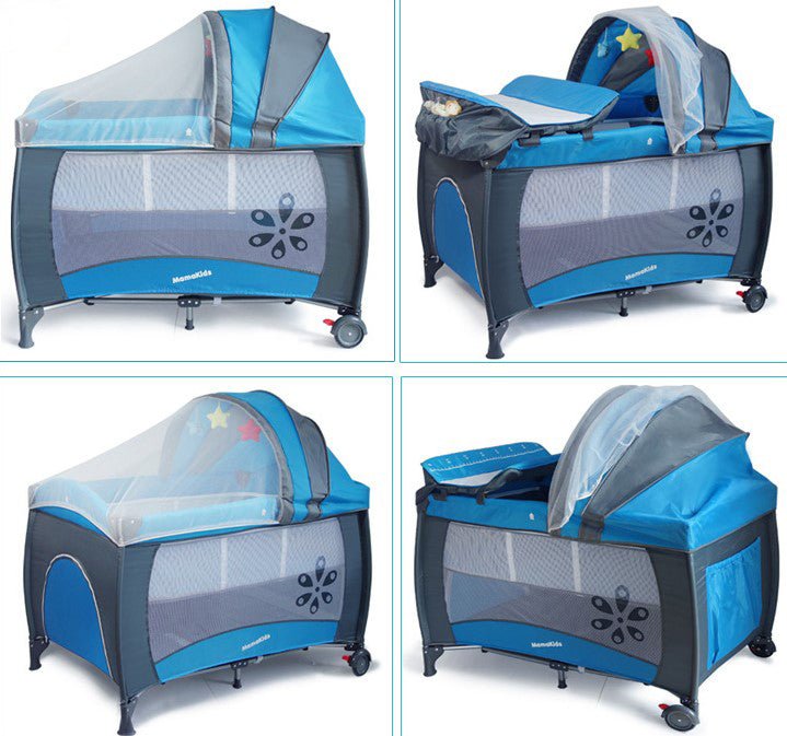 Patut bebe pliabil, usor de transportat, portabil ,design solid si elastic gri - BUZ.RO