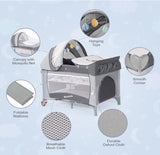 Patut bebe pliabil, usor de transportat, portabil ,design solid si elastic gri - BUZ.RO