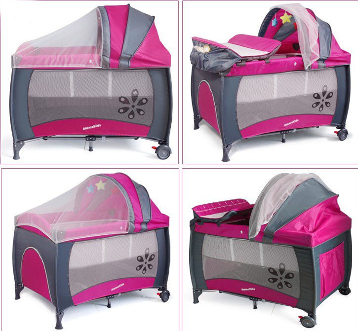 Patut bebe pliabil, usor de transportat, portabil ,design solid si elastic gri - BUZ.RO