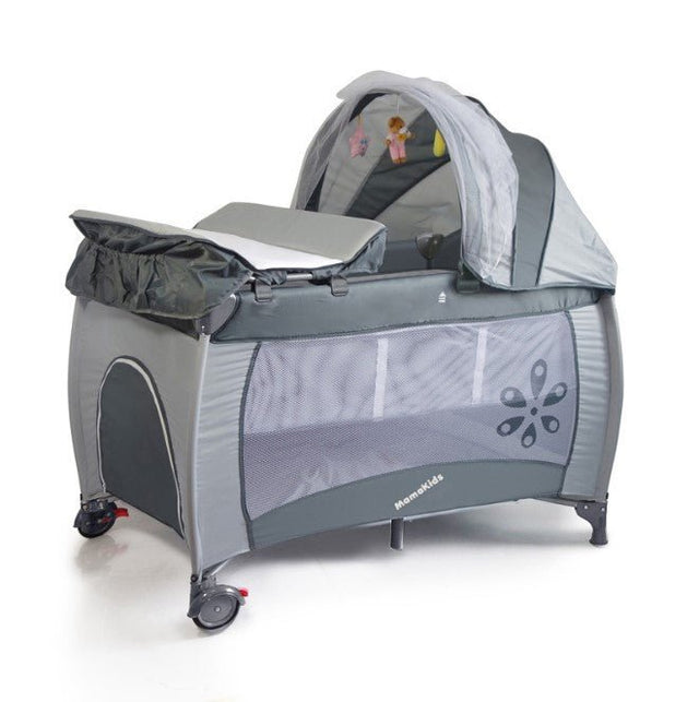 Patut bebe pliabil, usor de transportat, portabil ,design solid si elastic gri - BUZ.RO