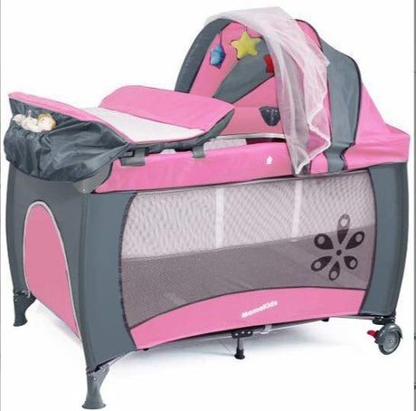 Patut bebe pliabil, usor de transportat, portabil ,design solid si elastic gri - BUZ.RO