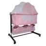 Patut copii co-sleeper pliabil, cu plasa insecte, pozitie leganat, roti, saltea inclusa, 92x68x80/85 cm