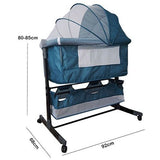 Patut copii co - sleeper pliabil, cu plasa insecte, pozitie leganat, roti, saltea inclusa, 92x68x80/85 cm - BUZ.RO