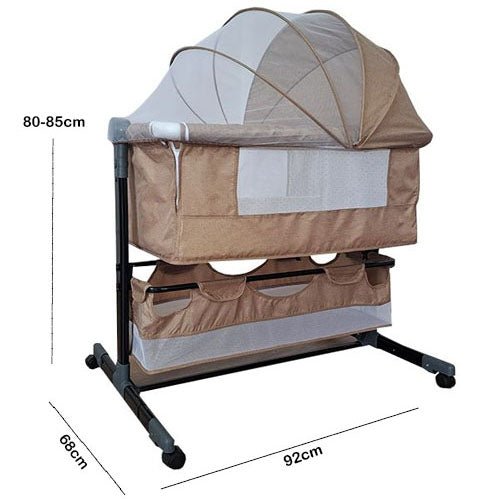 Patut copii co - sleeper pliabil, cu plasa insecte, pozitie leganat, roti, saltea inclusa, 92x68x80/85 cm - BUZ.RO