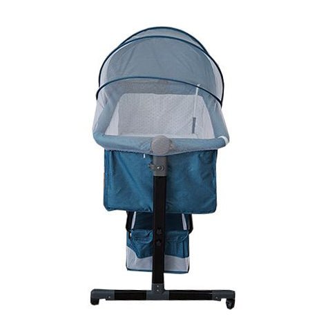 Patut copii co - sleeper pliabil, cu plasa insecte, pozitie leganat, roti, saltea inclusa, 92x68x80/85 cm - BUZ.RO