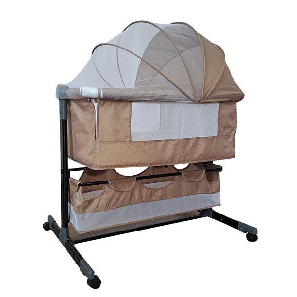 Patut copii co - sleeper pliabil, cu plasa insecte, pozitie leganat, roti, saltea inclusa, 92x68x80/85 cm - BUZ.RO