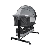 Patut copii co - sleeper pliabil, cu plasa insecte, pozitie leganat, roti, saltea inclusa, 92x68x80/85 cm - BUZ.RO