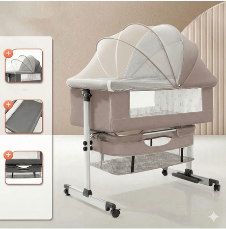 Patut copii Pat pliabil, plasa insecte, pozitie leganat, roti,saltea inclusa - BUZ.RO