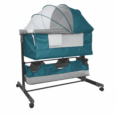 Patut copii Pat pliabil, plasa insecte, pozitie leganat, roti,saltea inclusa - BUZ.RO