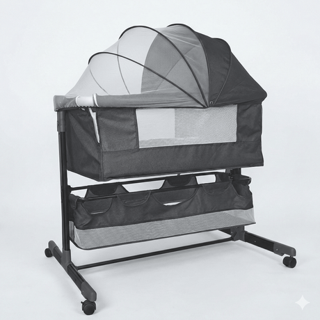 Patut copii Pat pliabil, plasa insecte, pozitie leganat, roti,saltea inclusa - BUZ.RO