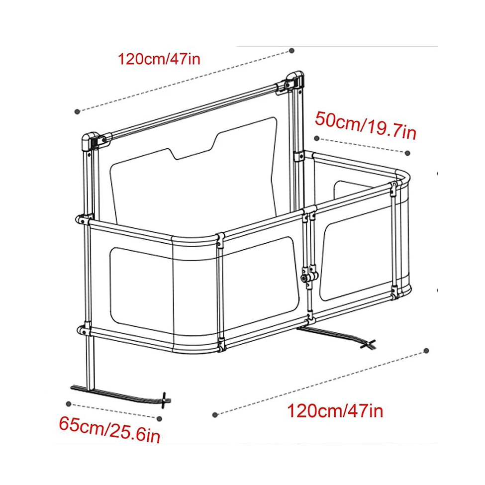 Patut pentru bebelusi 3in1 multifunctional, adaptabil pentru pat, culoare gri,  120x65x70cm LEXI