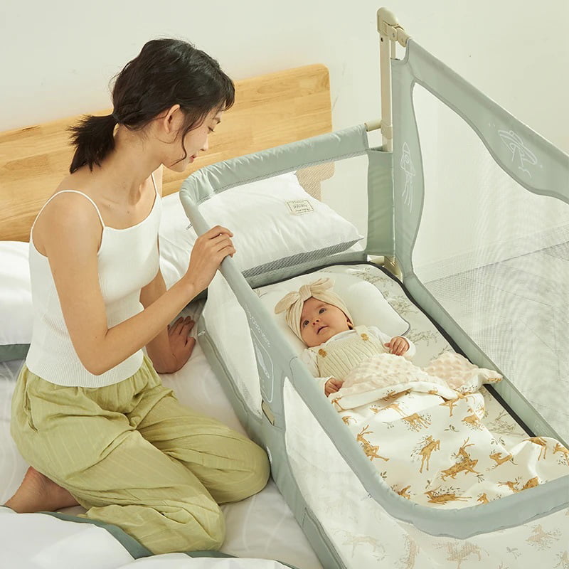 Patut pentru bebelusi 3in1 multifunctional, adaptabil pentru pat, culoare gri,  120x65x70cm LEXI