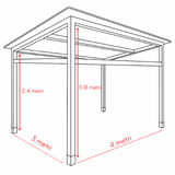 Pavilion de gradina, garaj, pergola din lemn rindeluit + imbinari de fier, 3x4 m - BUZ.RO
