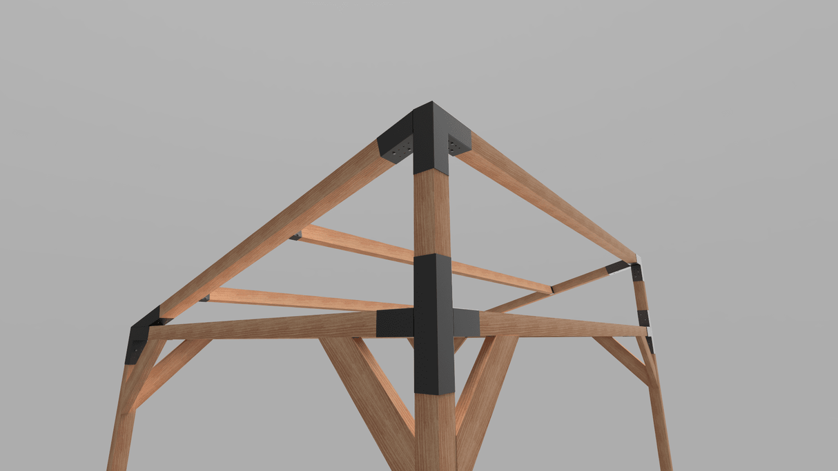 Pavilion de gradina, garaj, pergola din lemn rindeluit + imbinari de fier, 3x4 m - BUZ.RO