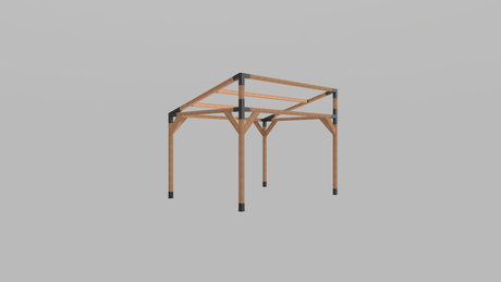 Pavilion de gradina, garaj, pergola din lemn rindeluit + imbinari de fier, 3x4 m - BUZ.RO