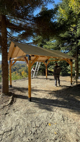 Pavilion gradina ,Foisor, Pergola ,Garaj cu kit metali 3x4 m, din lemn rindeluit esenta - BUZ.RO