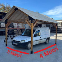 Pavilion gradina ,Foisor, Pergola ,Garaj cu kit metali 3x4 m, din lemn rindeluit esenta