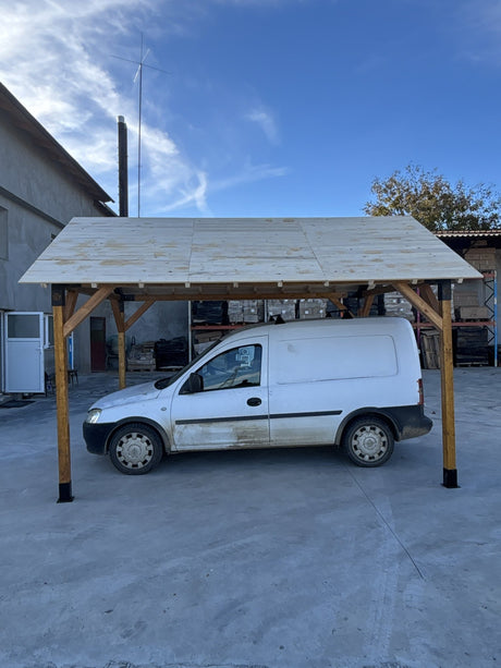 Pavilion gradina ,Foisor, Pergola ,Garaj cu kit metali 3x4 m, din lemn rindeluit esenta - BUZ.RO