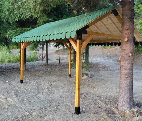 Pavilion gradina ,Foisor ,Pergola Garaj cu kit metalic pergola inclus, 3x4 m, din lemn rindeluit - BUZ.RO