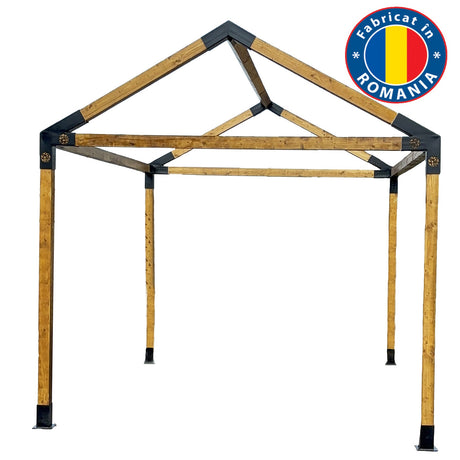Pavilion Gradina kit Pergola, 3x4 m din lemn, rindeluit, cu imbinari metalice . - BUZ.RO