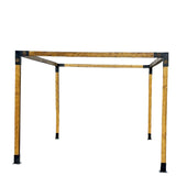 Pergola de gradina din lemn /Pavilion/Foisor 3x4m cu set de dinning masa si 2 banci, lemn cu conectori metalici - BUZ.RO