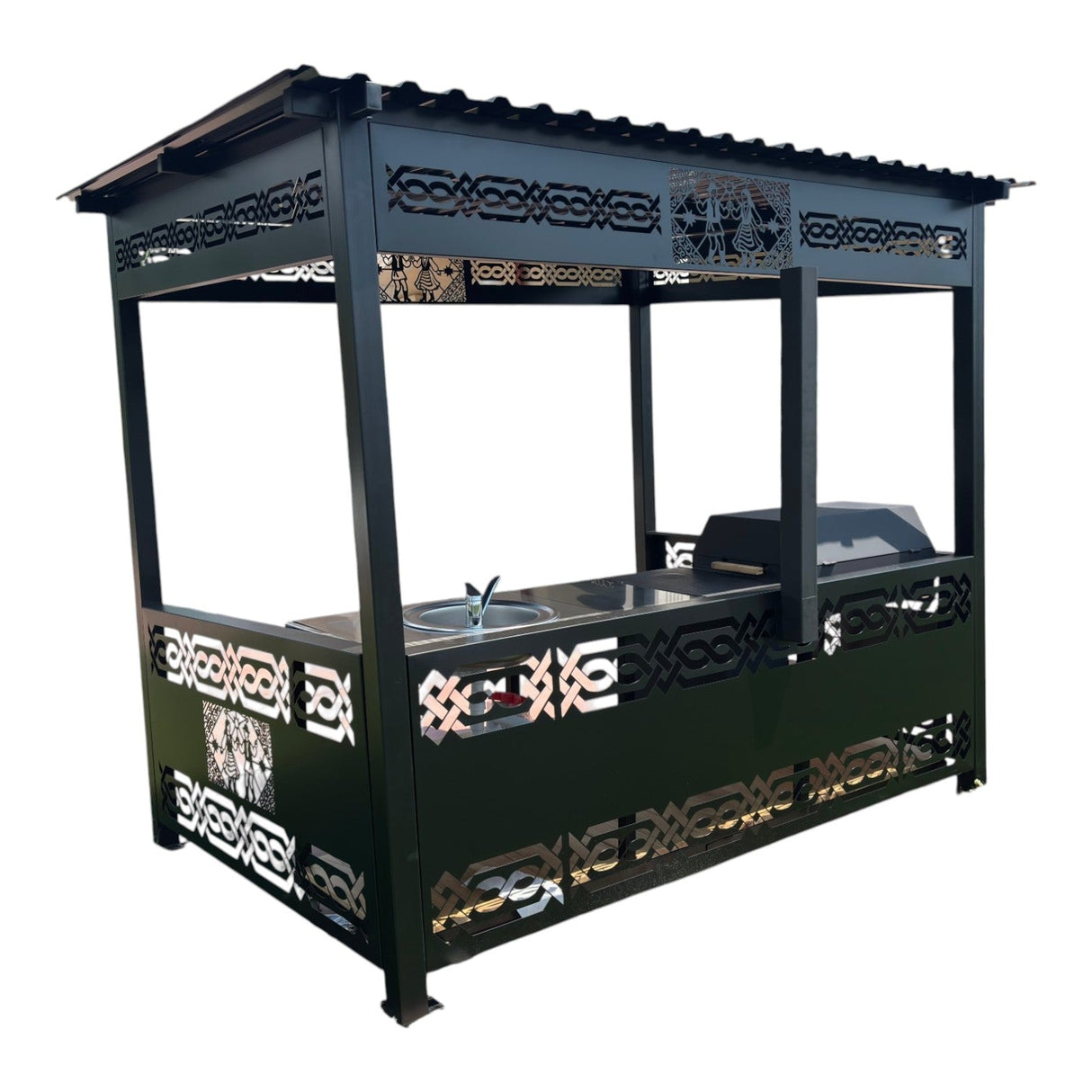 Pergola| foisor| Ansamblu de gatit modular|bucatarie de gradina| gratar gardina carbuni| plita| sobita| blat inox| chiuveta - BUZ.RO